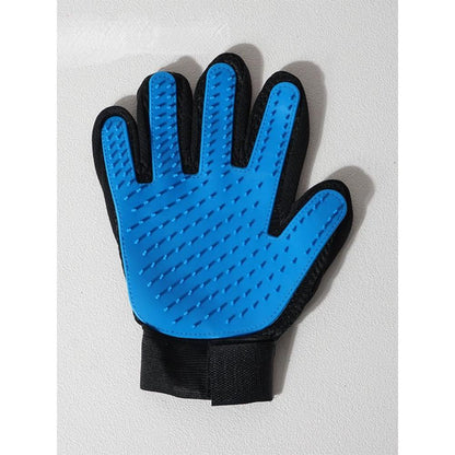 Pet Hair Grooming Glove with Silicone Bristles right-blue by HitMyNeed