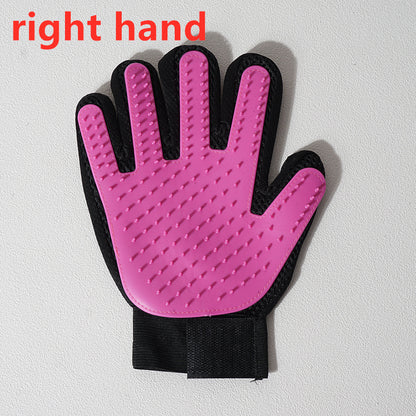 Pet Hair Grooming Glove with Silicone Bristles right-purple by HitMyNeed