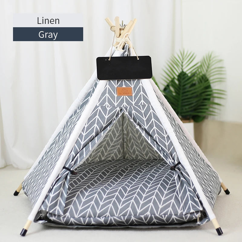 Pet Teepee Tent with Cushion & Blackboard gy-fishbone l-5-corner-tent by HitMyNeed