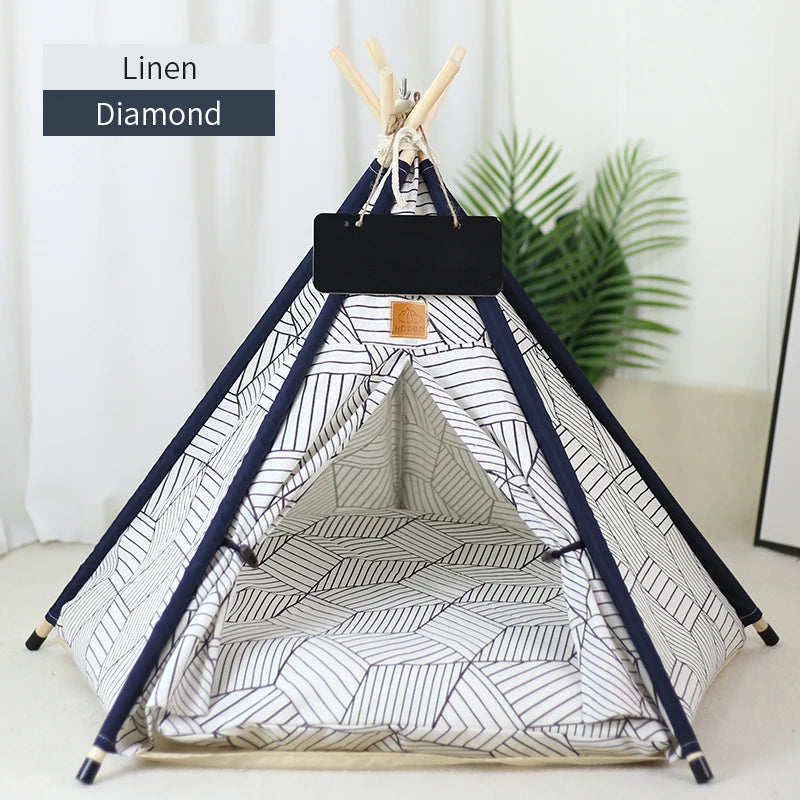 Pet Teepee Tent with Cushion & Blackboard rhombus s-4-corner-tent by HitMyNeed