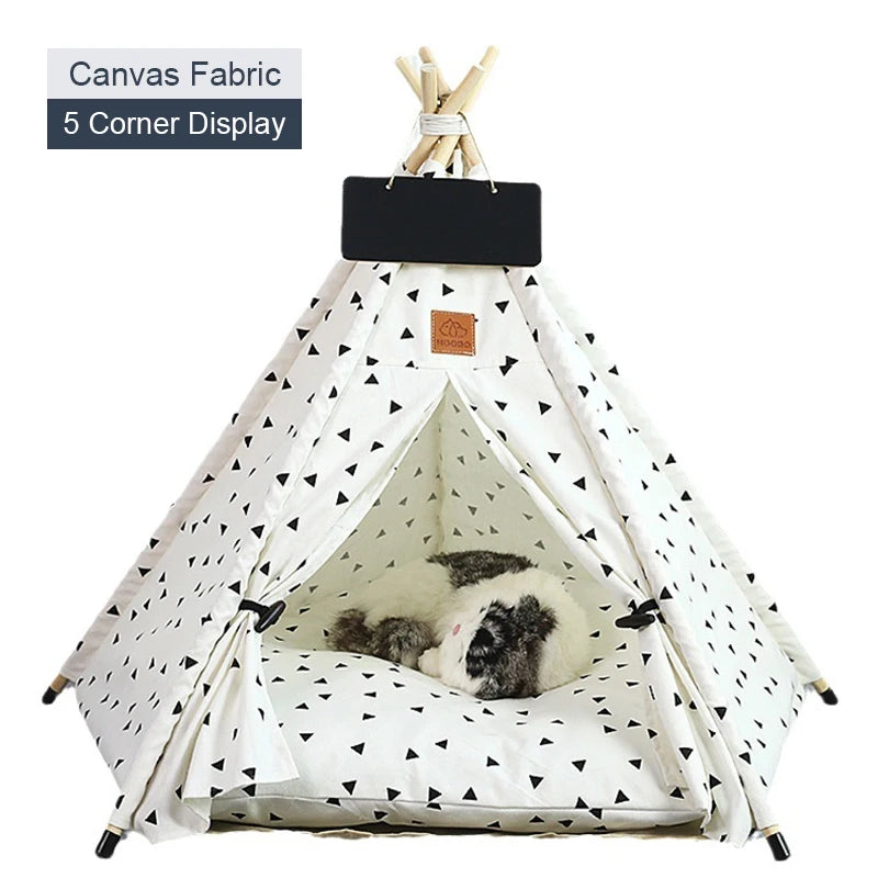 Pet Teepee Tent with Cushion & Blackboard small-triangle s-4-corner-tent by HitMyNeed