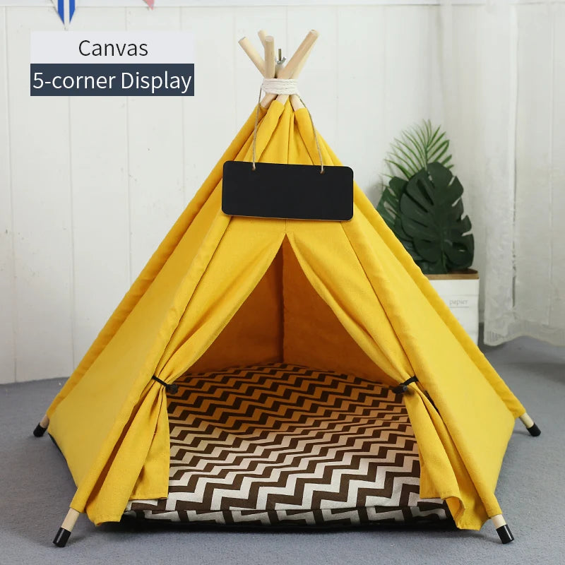 Pet Teepee Tent with Cushion & Blackboard ye-bn l-5-corner-tent by HitMyNeed