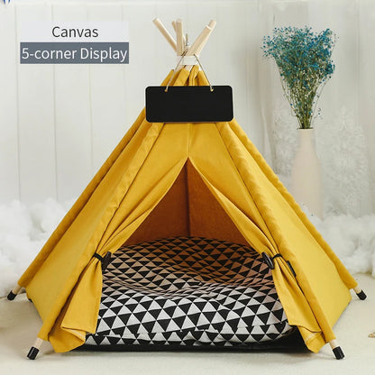 Pet Teepee Tent with Cushion & Blackboard yellow s-4-corner-tent by HitMyNeed