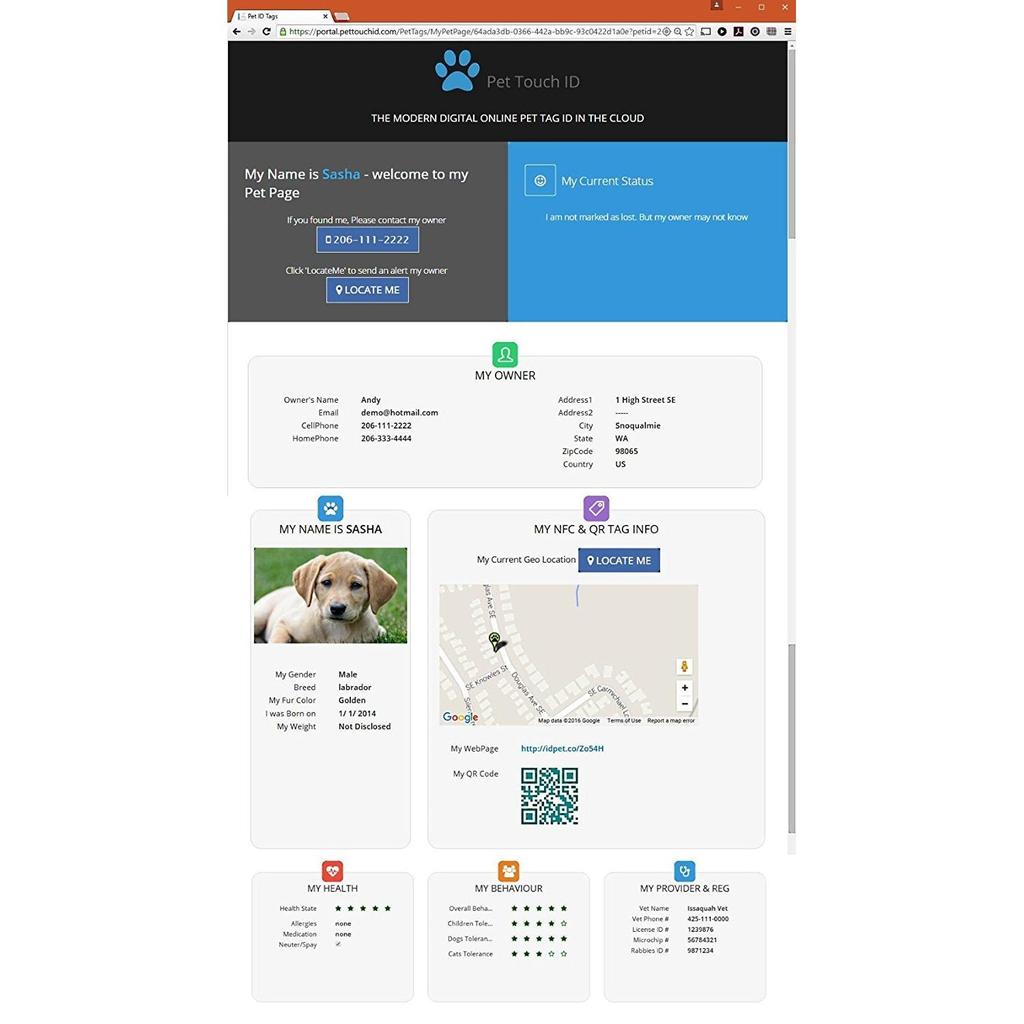 Pet Tracker Disk QR GPS Location ID Tag by HitMyNeed