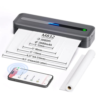 Phomemo M832 A4 Wireless Inkless Portable Printer grey-printer-set by HitMyNeed