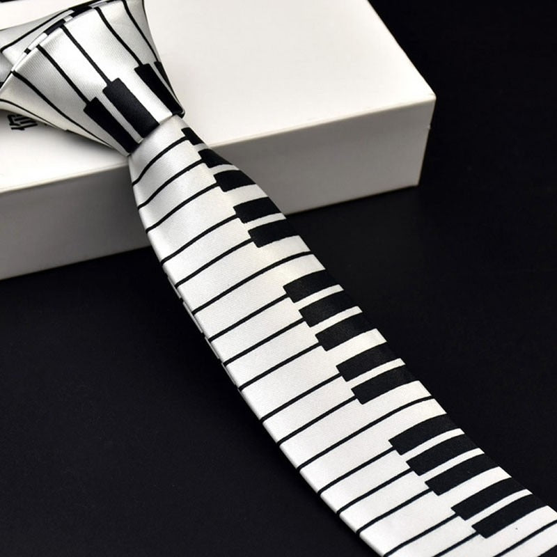 Piano Key Necktie in Black and White by HitMyNeed