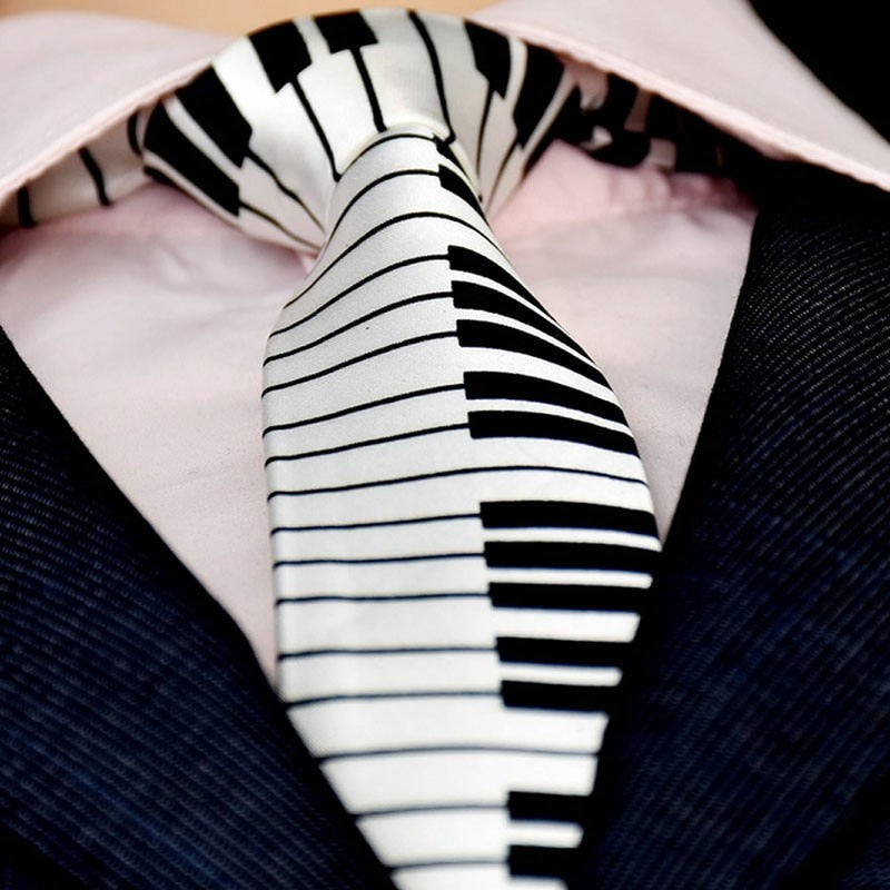 Piano Key Necktie in Black and White by HitMyNeed
