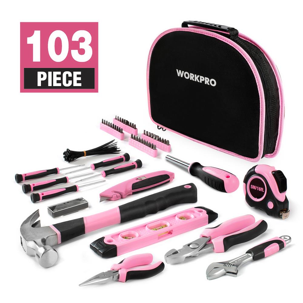 Pink 103-Piece Hand Tool Set with Storage Bag by HitMyNeed