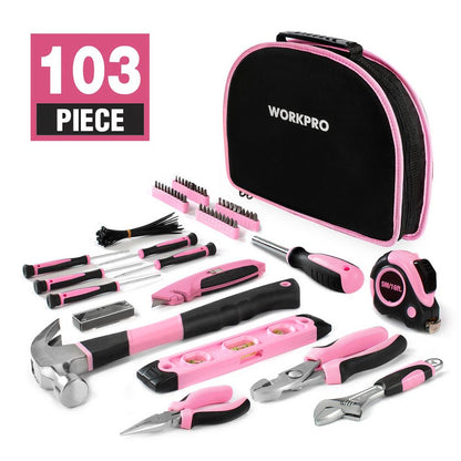 Pink 103-Piece Hand Tool Set with Storage Bag by HitMyNeed