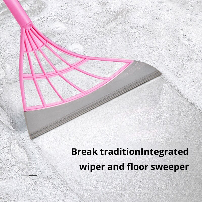 Pink 2-in-1 Bathroom Glass Broom and Wipe Mop by HitMyNeed