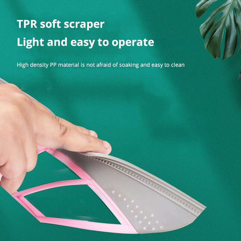 Pink 2-in-1 Bathroom Glass Broom and Wipe Mop by HitMyNeed