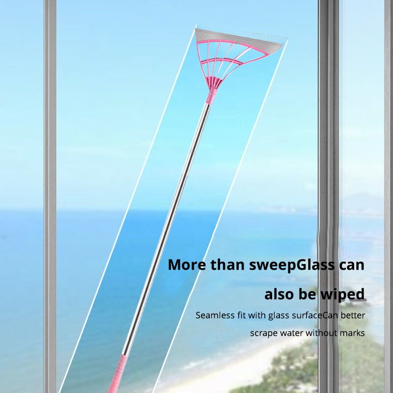 Pink 2-in-1 Bathroom Glass Broom and Wipe Mop by HitMyNeed