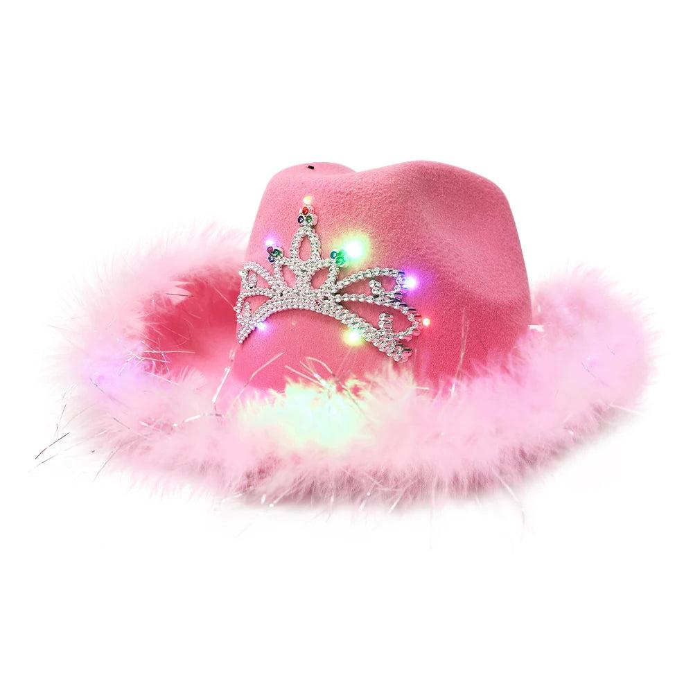 Pink Cowgirl Hat with Tiara for Parties & Events by HitMyNeed