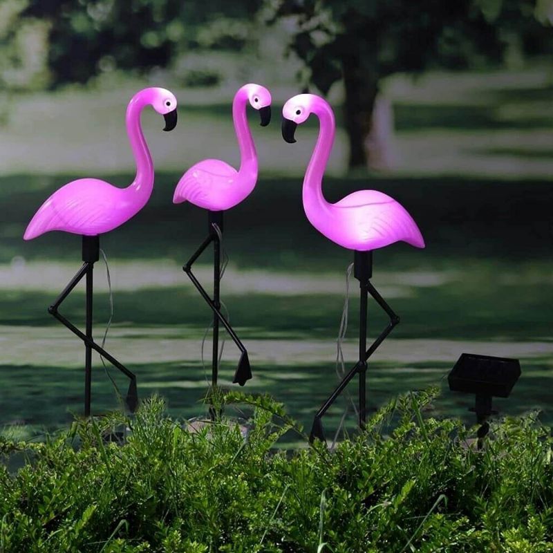 Pink Flamingo Solar Garden Lights Set of 3 by HitMyNeed