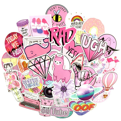Pink Girly Cartoon Vinyl Stickers Set (50 pcs) by HitMyNeed