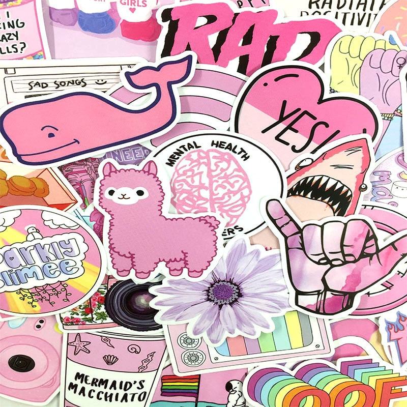 Pink Girly Cartoon Vinyl Stickers Set (50 pcs) by HitMyNeed