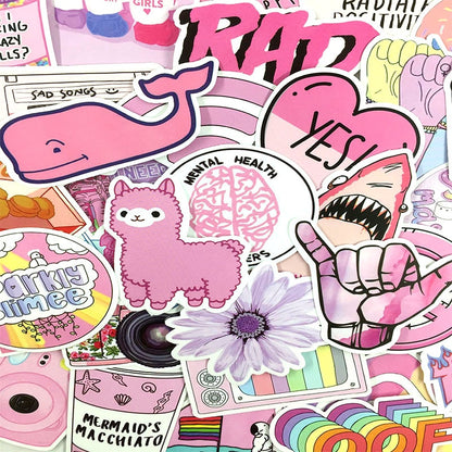 Pink Girly Cartoon Vinyl Stickers Set (50 pcs) by HitMyNeed