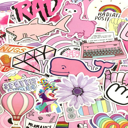 Pink Girly Cartoon Vinyl Stickers Set (50 pcs) by HitMyNeed