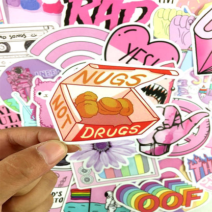 Pink Girly Cartoon Vinyl Stickers Set (50 pcs) by HitMyNeed