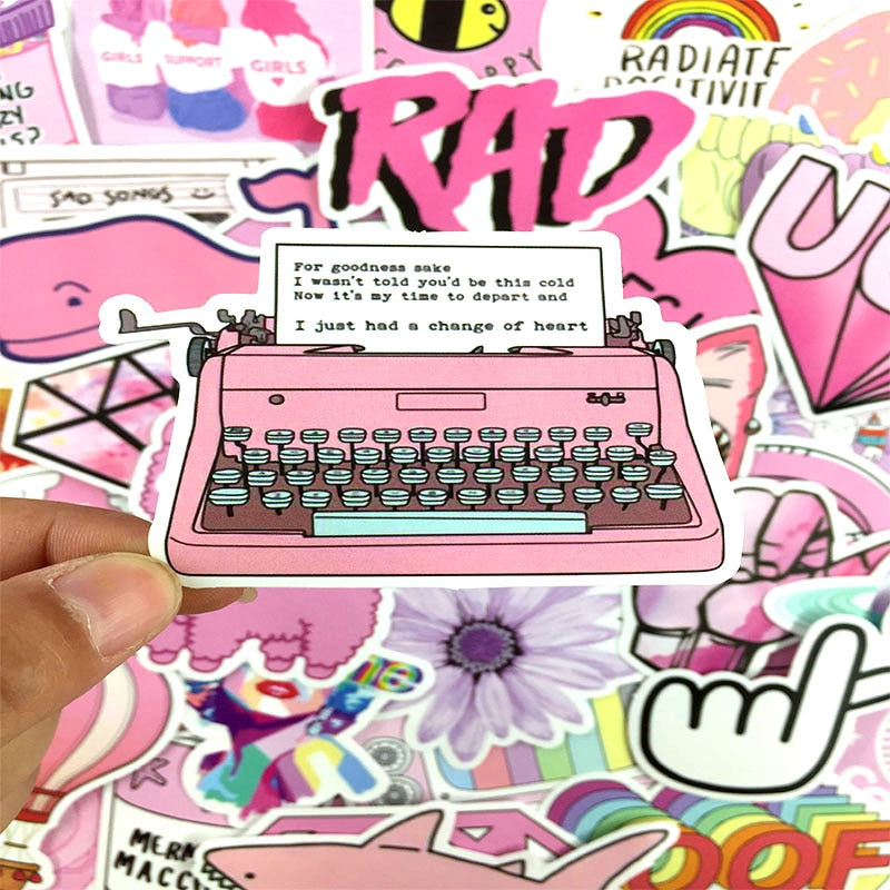 Pink Girly Cartoon Vinyl Stickers Set (50 pcs) by HitMyNeed