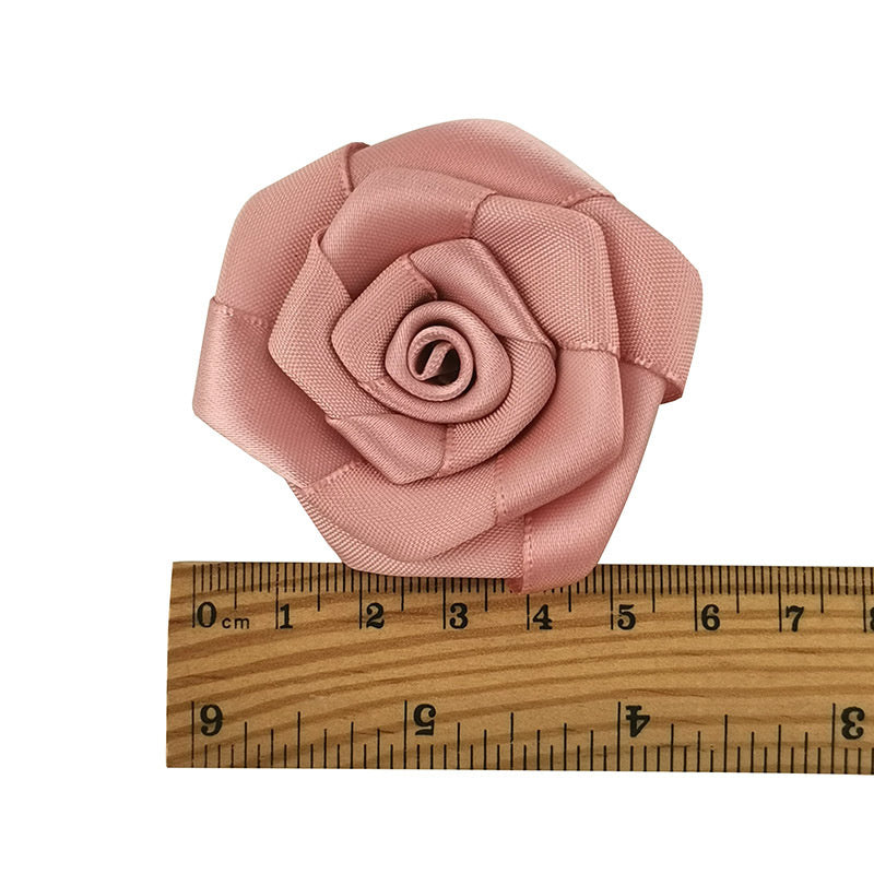 Pink Satin Ribbon Roses Set (30pcs, 6cm) by HitMyNeed