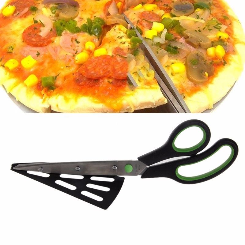 Pizza Cutter Scissors with Built-In Slice Server by HitMyNeed