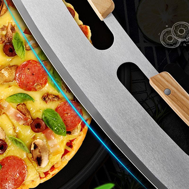 Pizza Rocker Cutter with Double Wood Handle by HitMyNeed