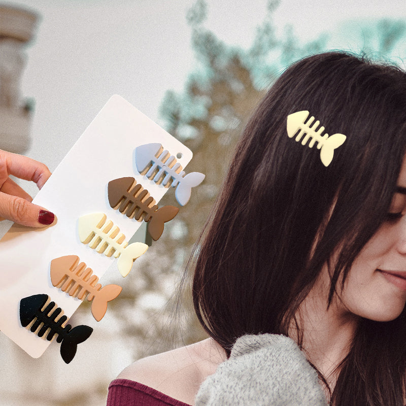 Plain Color Fish Bone Hair Clip 7cm by HitMyNeed