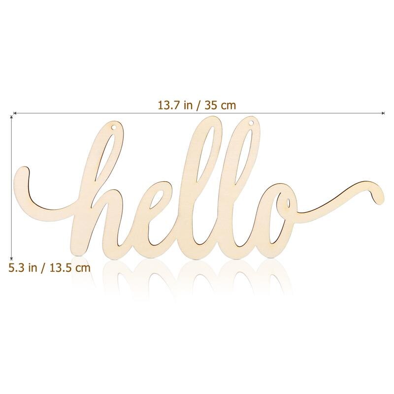 Plain Natural Wooden Hello Sign with Hanging Rope by HitMyNeed