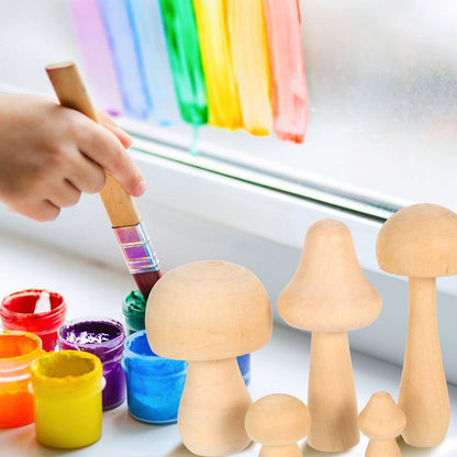 Plain Natural Wooden Mushrooms Set (6 Pieces) by HitMyNeed