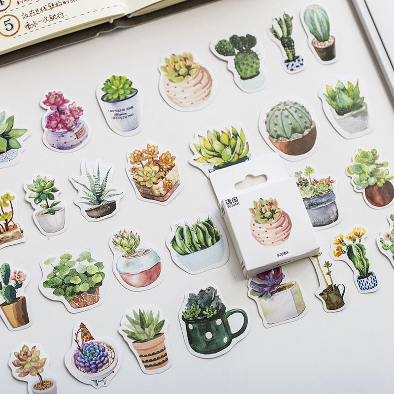 Plant Sticker Set - 50 Self-Adhesive Paper Stickers by HitMyNeed