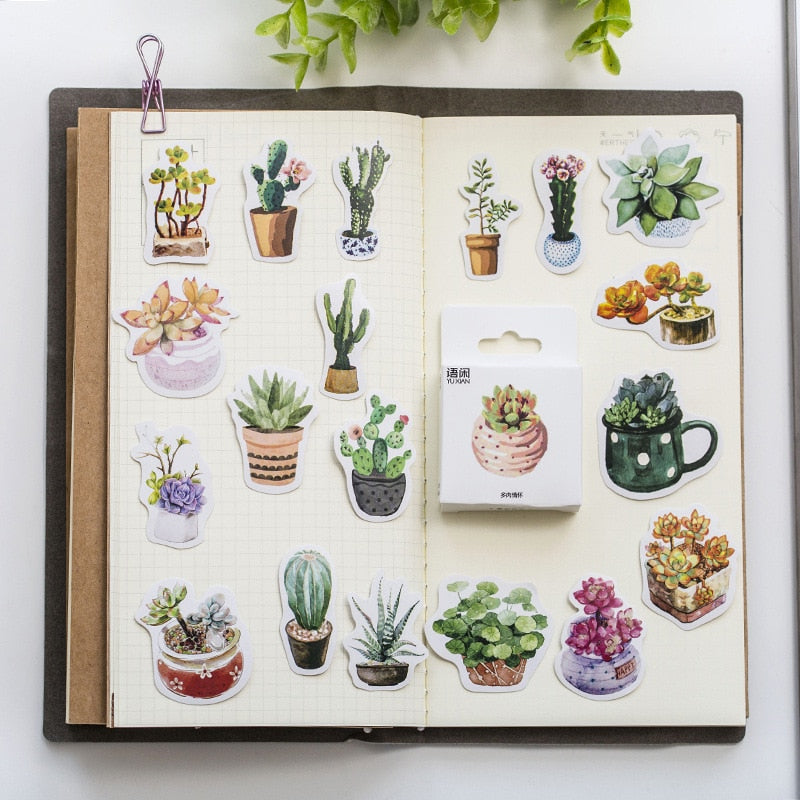 Plant Sticker Set - 50 Self-Adhesive Paper Stickers by HitMyNeed