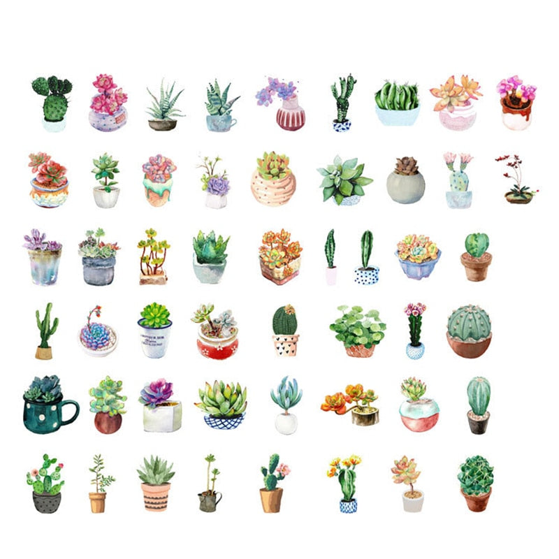 Plant Sticker Set - 50 Self-Adhesive Paper Stickers by HitMyNeed