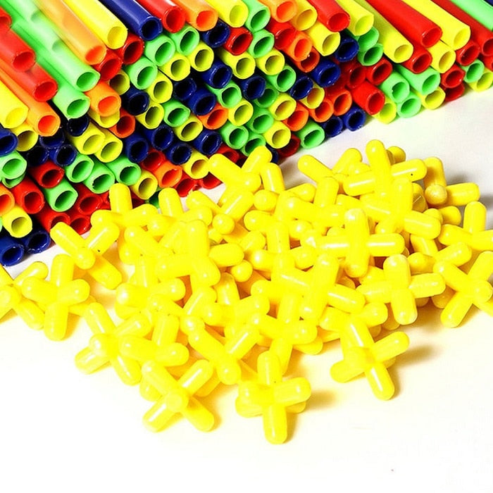 Plastic 4D Building Straws Set with Connectors (100pcs) by HitMyNeed