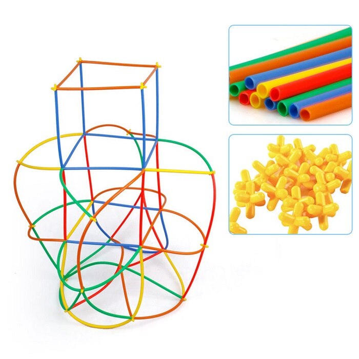 Plastic 4D Building Straws Set with Connectors (100pcs) by HitMyNeed