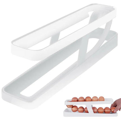 Plastic Automatic Rolling Egg Dispenser Rack white by HitMyNeed