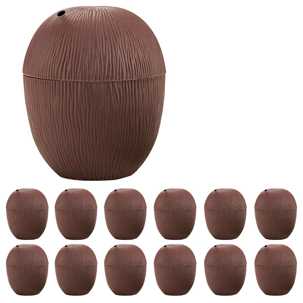 Plastic Coconut Cups with Straws (12 Pack) by HitMyNeed