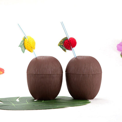 Plastic Coconut Cups with Straws (12 Pack) by HitMyNeed