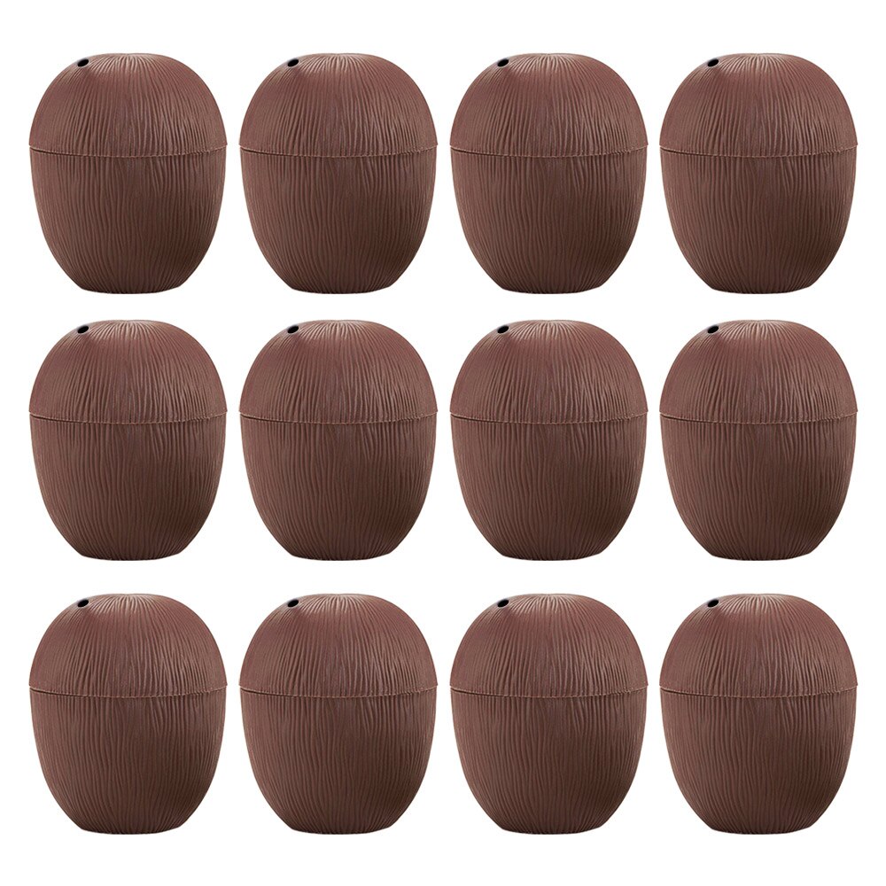 Plastic Coconut Cups with Straws (12 Pack) by HitMyNeed