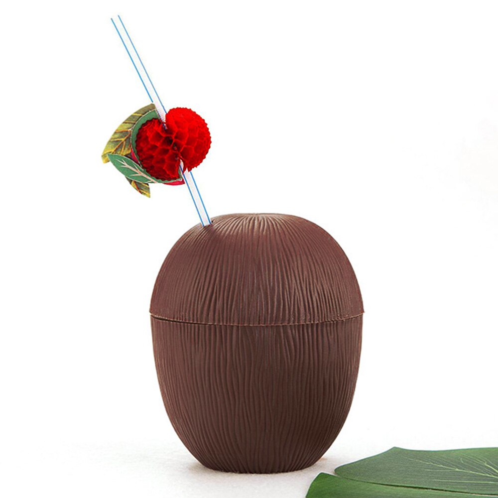 Plastic Coconut Cups with Straws (12 Pack) by HitMyNeed