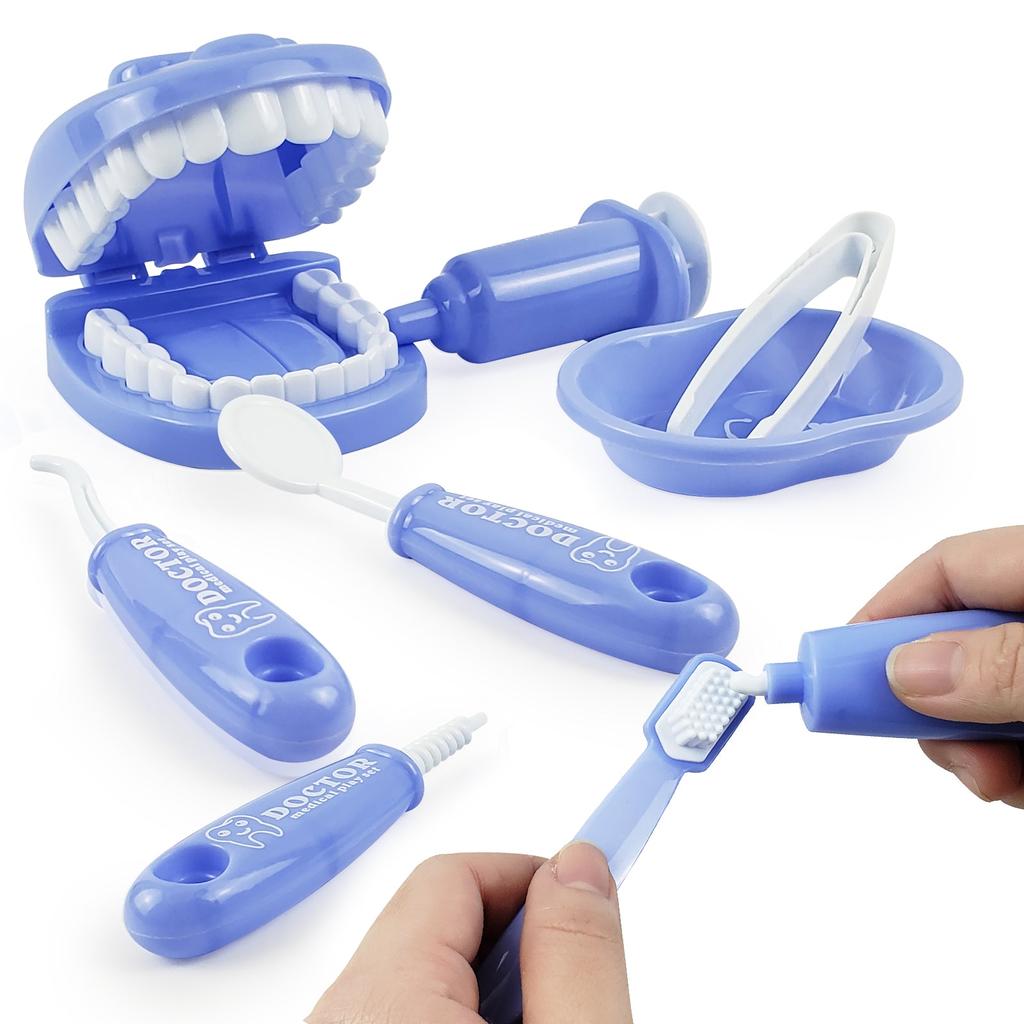 Plastic Dentist Play Set for Kids (9 Pieces) by HitMyNeed