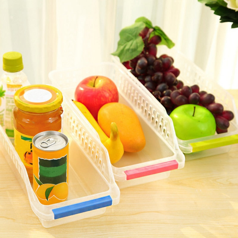 Plastic Fridge Storage Tray Basket with Handle by HitMyNeed