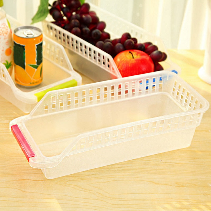 Plastic Fridge Storage Tray Basket with Handle by HitMyNeed