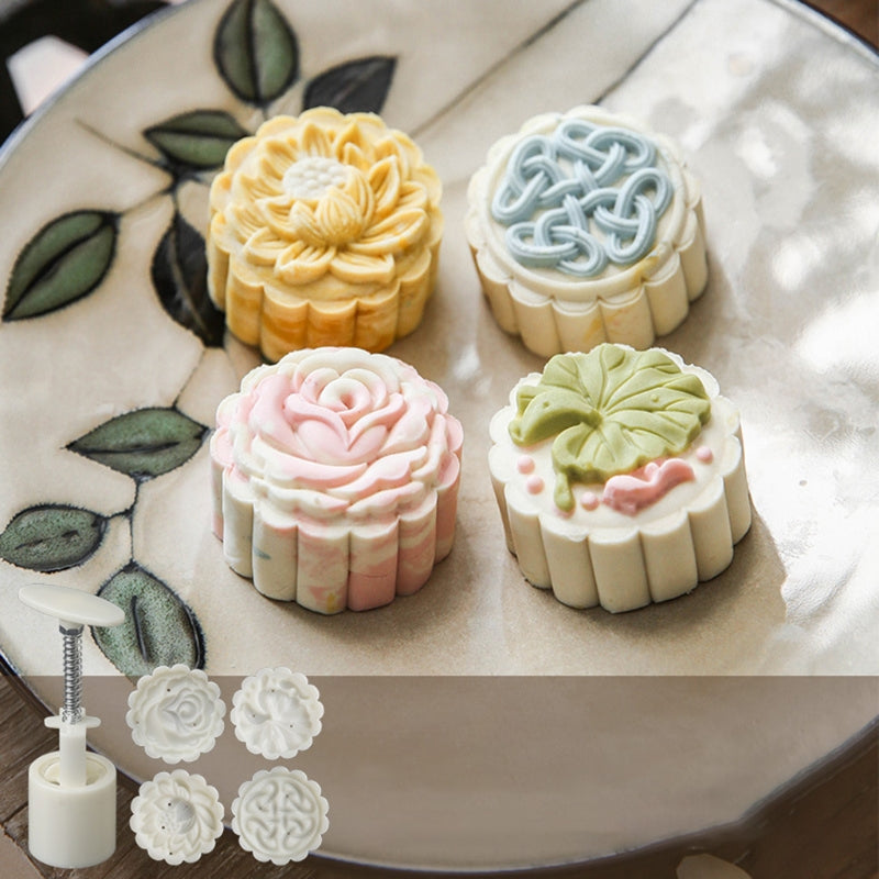 Plastic Moon Cake Stamp Set with Press Tool by HitMyNeed