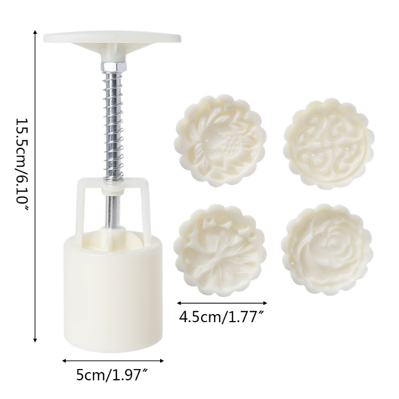 Plastic Moon Cake Stamp Set with Press Tool by HitMyNeed