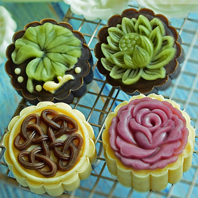 Plastic Moon Cake Stamp Set with Press Tool by HitMyNeed