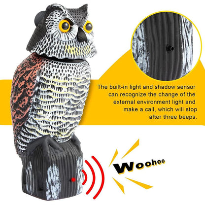Plastic Owl Decoy with Rotating Head and Sound by HitMyNeed