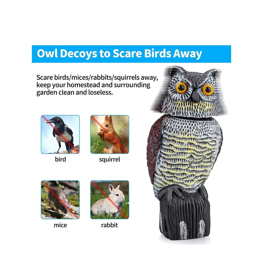 Plastic Owl Decoy with Rotating Head and Sound by HitMyNeed