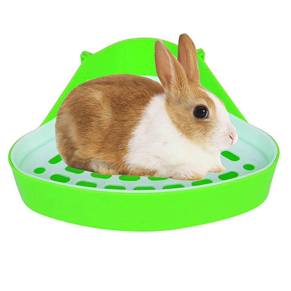 Plastic Rabbit Corner Litter Tray for Small Pets light-green by HitMyNeed