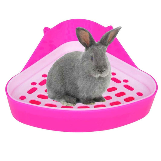 Plastic Rabbit Corner Litter Tray for Small Pets pink by HitMyNeed